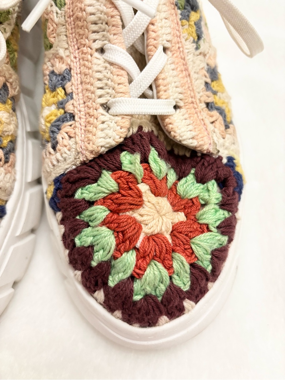 Free People Catch Me If You Can Multicolor Crochet Patchwork Platform Sneakers - Picture 8 of 14